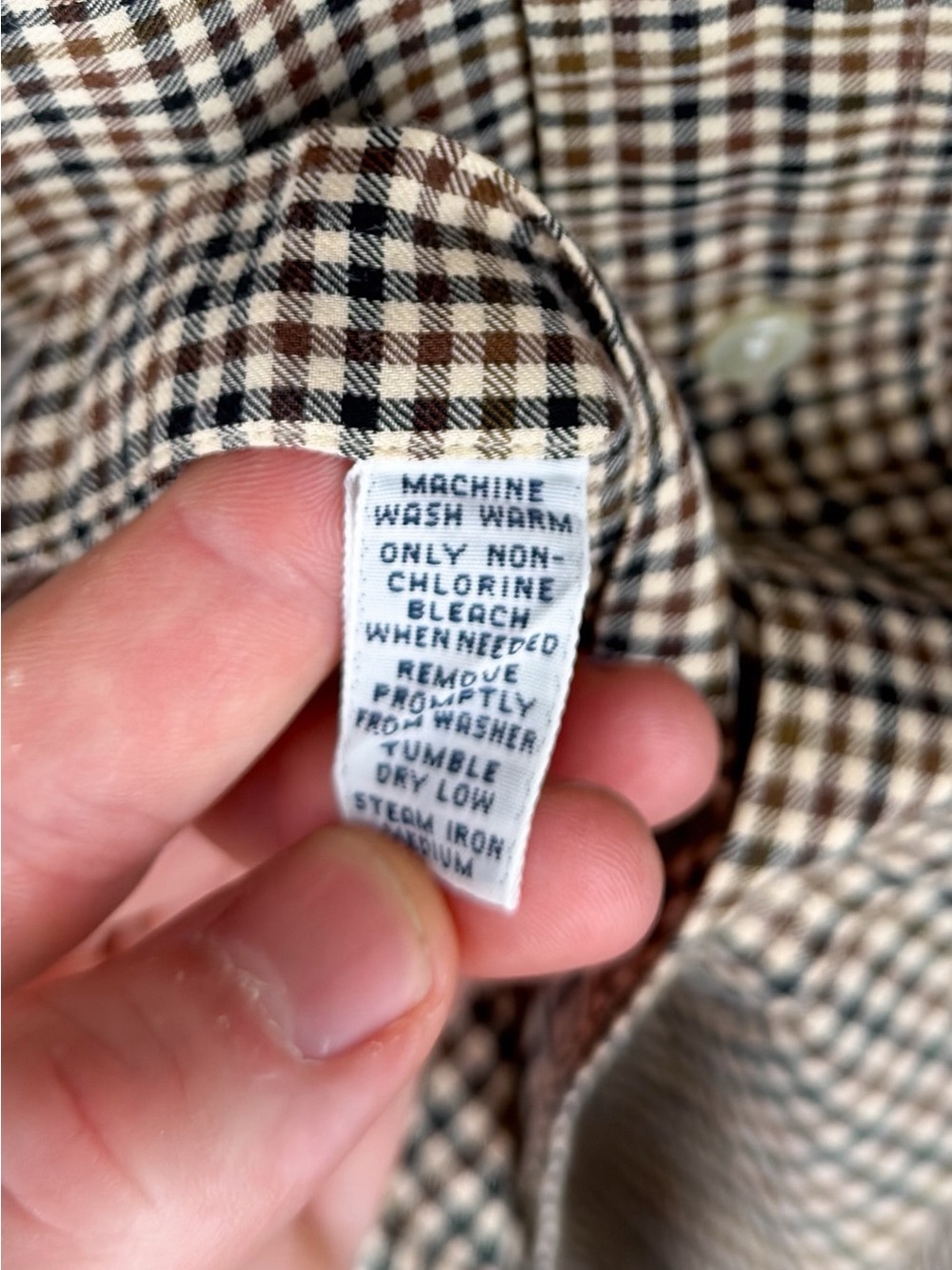 Ralph Lauren Blake Men’s Medium Button Up Shirt Brown Gingham Pony Logo Cotton - Picture 6 of 9